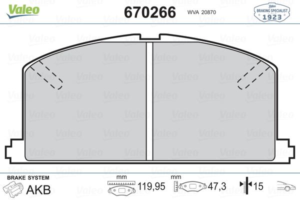 VALEO 670266 Fren Sistemleri Fren Balatası - TOYOTA STARLET (_P8_) uyumlu