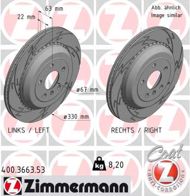 ZIMMERMANN 400.3663.53 Fren Sistemleri Fren Diski - MERCEDES-BENZ R-SERISI (W251, V251) uyumlu
