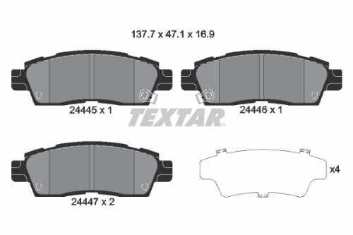 TEXTAR 2444501 Fren Sistemleri Fren Balatası - CHEVROLET TRAILBLAZER (KC_) uyumlu
