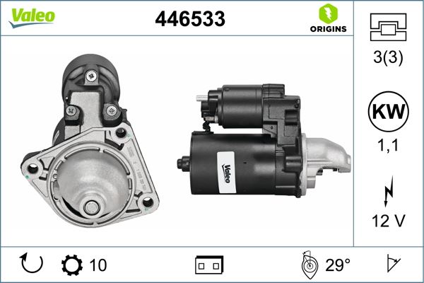 VALEO 446533 Elektrik Sistemi Marş Motoru - FORD C-MAX II (DXA/CB7, DXA/CEU) uyumlu