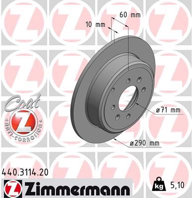 ZIMMERMANN 440.3114.20 Fren Sistemleri Fren Diski - PEUGEOT 406 (8B) uyumlu