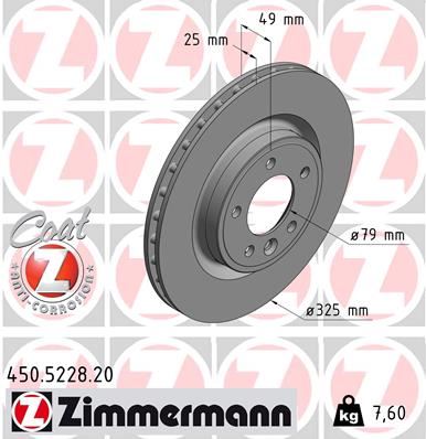ZIMMERMANN 450.5228.20 Fren Sistemleri Fren Diski - LAND ROVER RANGE ROVER IV (L405) uyumlu