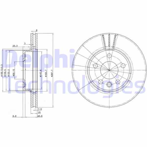 DELPHI BG3025 Fren Sistemleri Fren Diski - VW SHARAN (7M8, 7M9, 7M6) uyumlu