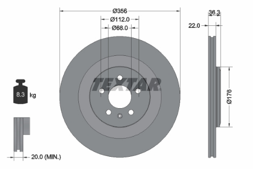 TEXTAR 92241803 Fren Sistemleri Fren Diski - AUDI A7 Sportback (4GA, 4GF) uyumlu
