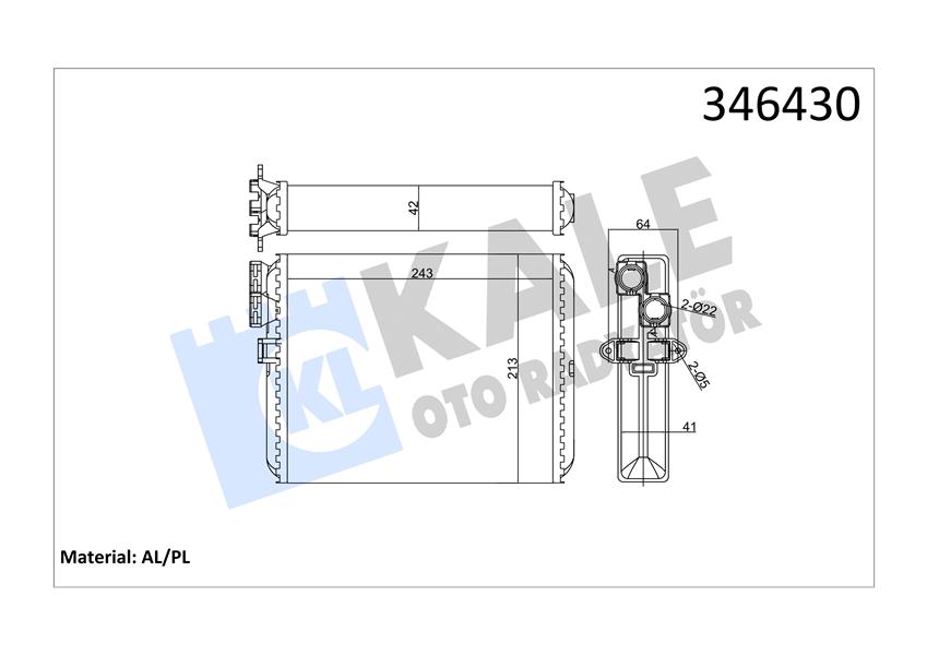 KALE OTO RADYATÖR 346430 İklimlendirme Sistemi İç Mekan Isı Değiştirici - VOLVO S80 I (184) uyumlu