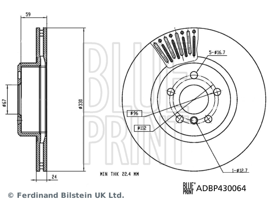 BLUE PRINT ADBP430064 Fren Sistemleri Fren Diski - BMW 5 (G30, F90) uyumlu