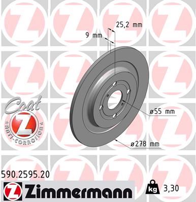 ZIMMERMANN 590.2595.20 Fren Sistemleri Fren Diski - TOYOTA YARIS (_P13_) uyumlu