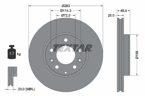 TEXTAR 92125503 Fren Sistemleri Fren Diski - MAZDA 6 Hatchback (GG) uyumlu