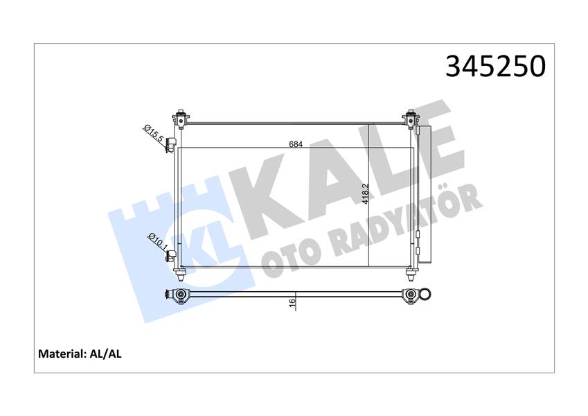 KALE OTO RADYATÖR 345250 İklimlendirme Sistemi Klima Radyatörü - MAZDA CX-9 (TB) uyumlu