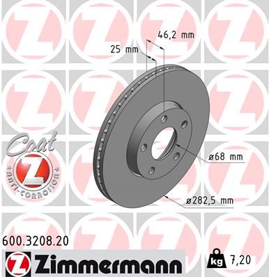 ZIMMERMANN 600.3208.20 Fren Sistemleri Fren Diski - VW PASSAT B5 (3B2) uyumlu