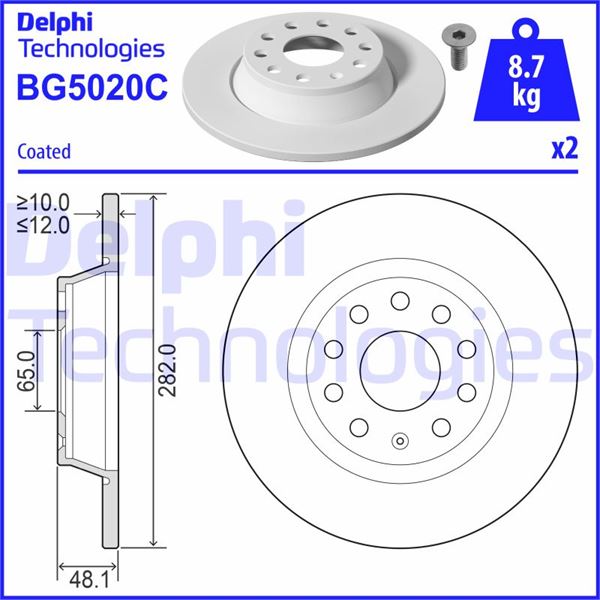 DELPHI BG5020C Fren Sistemleri Fren Diski - VW PASSAT B7 (362) uyumlu
