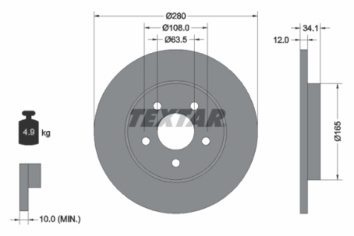TEXTAR 92109703 Fren Sistemleri Fren Diski - FORD MONDEO III Turnier (BWY) uyumlu