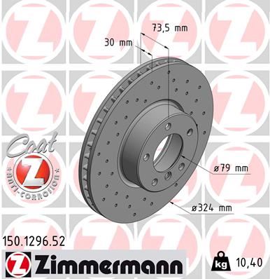 ZIMMERMANN 150.1296.52 Fren Sistemleri Fren Diski - BMW 5 (E39) uyumlu