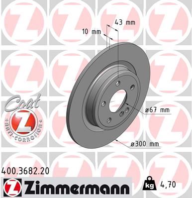 ZIMMERMANN 400.3682.20 Fren Sistemleri Fren Diski - MERCEDES-BENZ SLK (R172) uyumlu