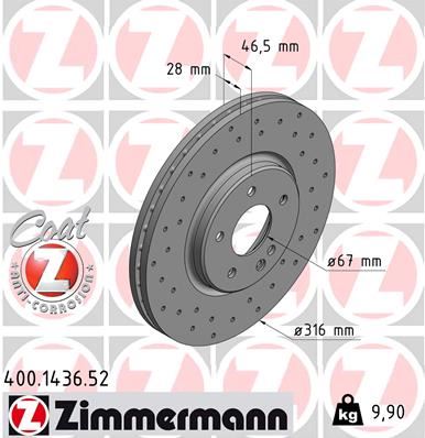 ZIMMERMANN 400.1436.52 Fren Sistemleri Fren Diski - MERCEDES-BENZ C-SERISI (W202) uyumlu