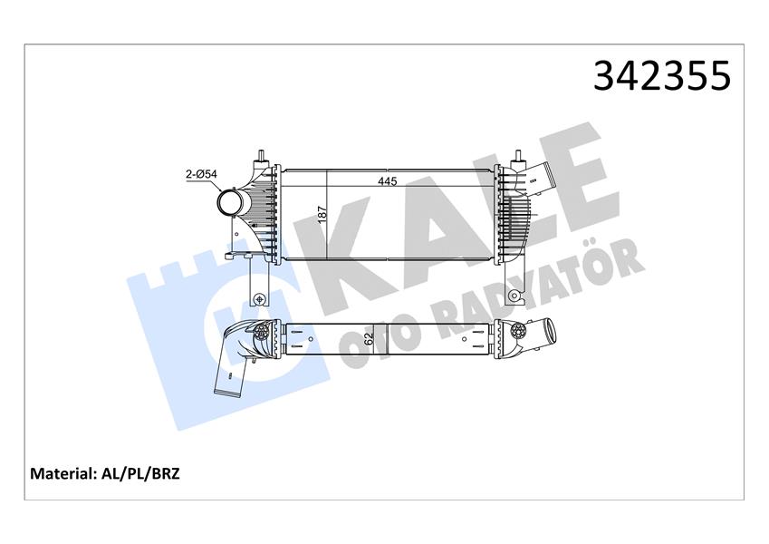 KALE OTO RADYATÖR 342355 Motor Turbo Radyatörü - NISSAN NP300 PICKUP (D22) uyumlu