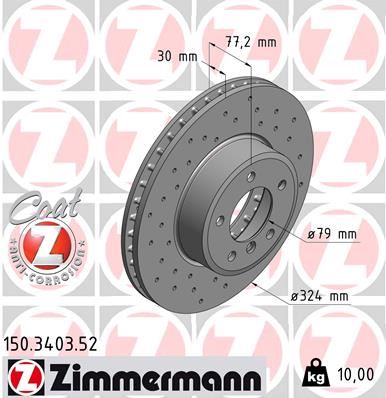 ZIMMERMANN 150.3403.52 Fren Sistemleri Fren Diski - BMW 5 (E60) uyumlu