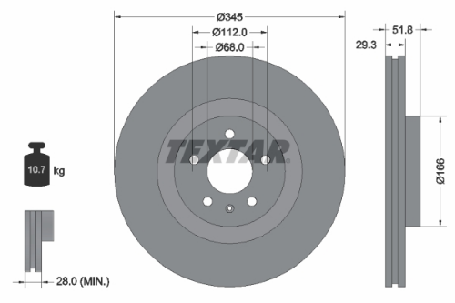 TEXTAR 92160205 Fren Sistemleri Fren Diski - AUDI A5 (8T3) uyumlu