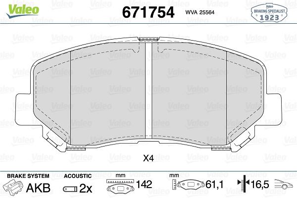 VALEO 671754 Fren Sistemleri Fren Balatası - MAZDA CX-5 (KE, GH) uyumlu