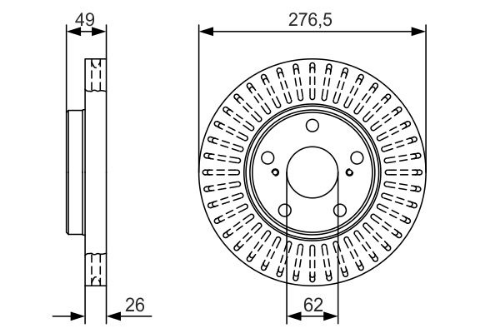 BOSCH 0 986 479 A62 Fren Sistemleri Fren Diski - TOYOTA AURIS (_E15_) uyumlu