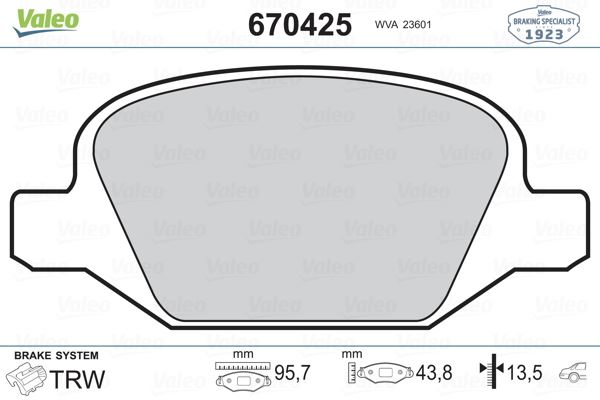 VALEO 670425 Fren Sistemleri Fren Balatası - FIAT PANDA (169_) uyumlu