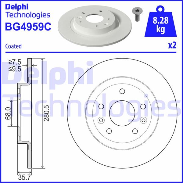 DELPHI BG4959C Fren Sistemleri Fren Diski - MAZDA CX-3 (DK) uyumlu