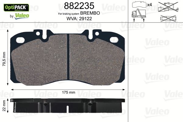 VALEO 882235 Fren Sistemleri Fren Balatası - IVECO EUROFIRE II uyumlu