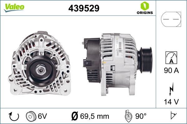 VALEO 439529 Elektrik Sistemi Alternatör - VW TRANSPORTER T4 Minibüs/Otobüs (70B, 70C, 7DB, 7DK, 70J, 70K, uyumlu