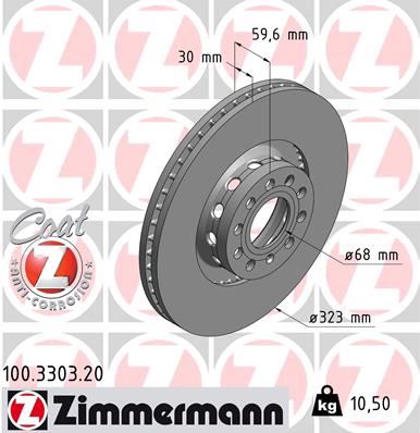 ZIMMERMANN 100.3303.20 Fren Sistemleri Fren Diski - AUDI A6 C4 (4A2) uyumlu