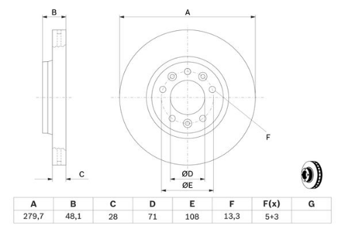 BOSCH 0 986 479 266 Fren Sistemleri Fren Diski - CITROËN JUMPY II (VF7) uyumlu