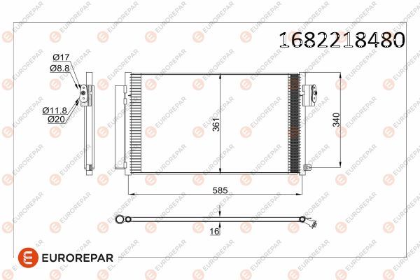 EUROREPAR 1682218480 İklimlendirme Sistemi Klima Radyatörü - FIAT 500L (351_, 352_) uyumlu