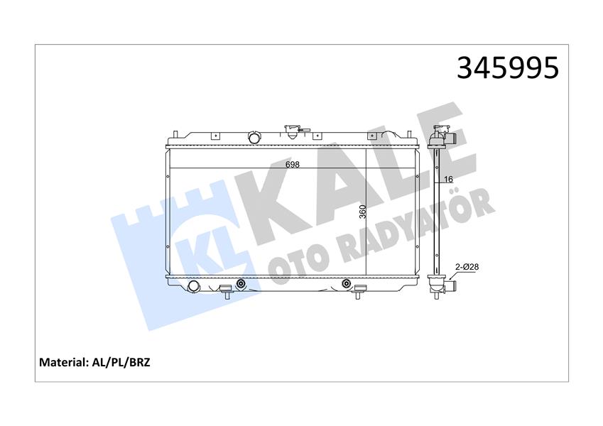 KALE OTO RADYATÖR 345995 Soğutma Sistemi Su Soğutucu & Parçaları - NISSAN ALMERA II Hatchback (N16) uyumlu