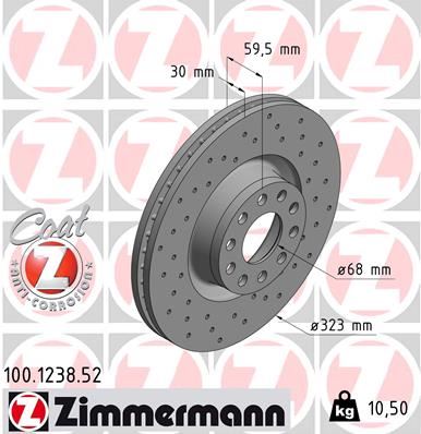ZIMMERMANN 100.1238.52 Fren Sistemleri Fren Diski - AUDI A8 D2 (4D2, 4D8) uyumlu