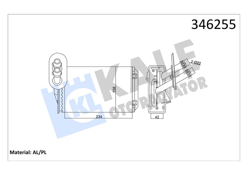 KALE OTO RADYATÖR 346255 İklimlendirme Sistemi İç Mekan Isı Değiştirici - AUDI A3 (8L1) uyumlu