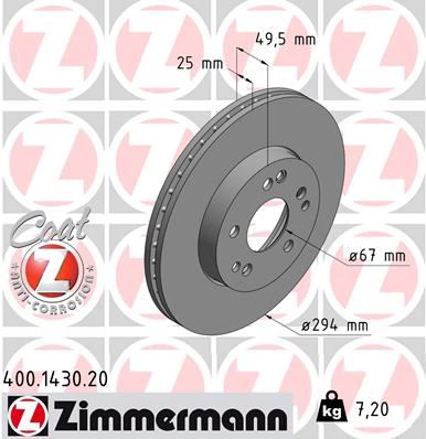 ZIMMERMANN 400.1430.20 Fren Sistemleri Fren Diski - MERCEDES-BENZ E-SERISI (W124) uyumlu
