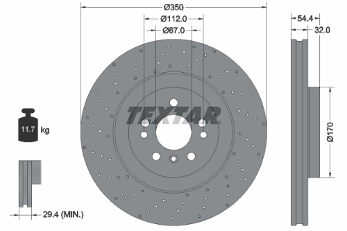 TEXTAR 92254405 Fren Sistemleri Fren Diski - MERCEDES-BENZ M-SERISI (W166) uyumlu
