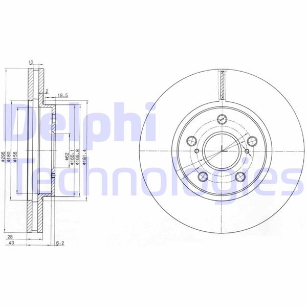 DELPHI BG3735 Fren Sistemleri Fren Diski - TOYOTA PREVIA II (_R3_) uyumlu