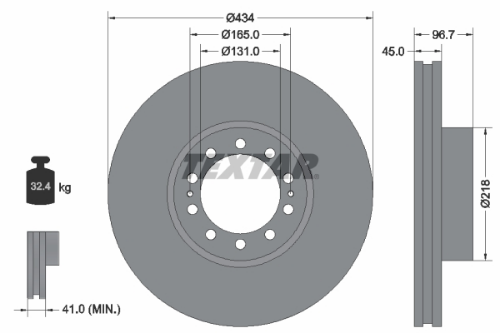 TEXTAR 93105000 Fren Sistemleri Fren Diski - RENAULT TRUCKS D uyumlu