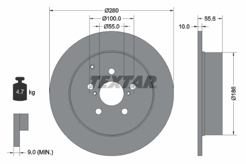TEXTAR 92135703 Fren Sistemleri Fren Diski - TOYOTA AVENSIS Sedan (_T25_) uyumlu