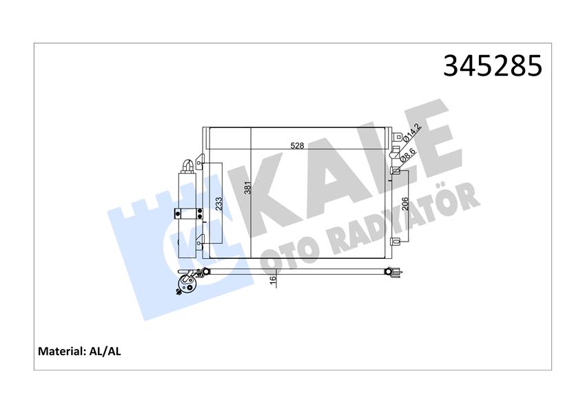 KALE OTO RADYATÖR 345285 İklimlendirme Sistemi Klima Radyatörü - DACIA LOGAN (LS_) uyumlu