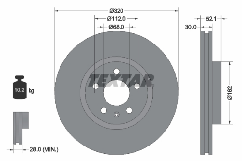 TEXTAR 92229305 Fren Sistemleri Fren Diski - AUDI A7 Sportback (4GA, 4GF) uyumlu
