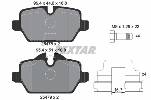 TEXTAR 2547801 Fren Sistemleri Fren Balatası - MINI MINI COUNTRYMAN (R60) uyumlu