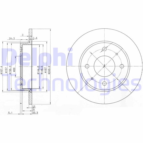 DELPHI BG3971 Fren Sistemleri Fren Diski - SMART FORFOUR (454) uyumlu