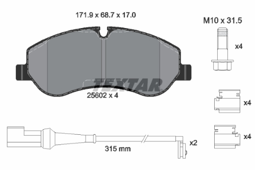 TEXTAR 2560201 Fren Sistemleri Fren Balatası - FORD TOURNEO CUSTOM V362 Minibüs/Otobüs (F3) uyumlu