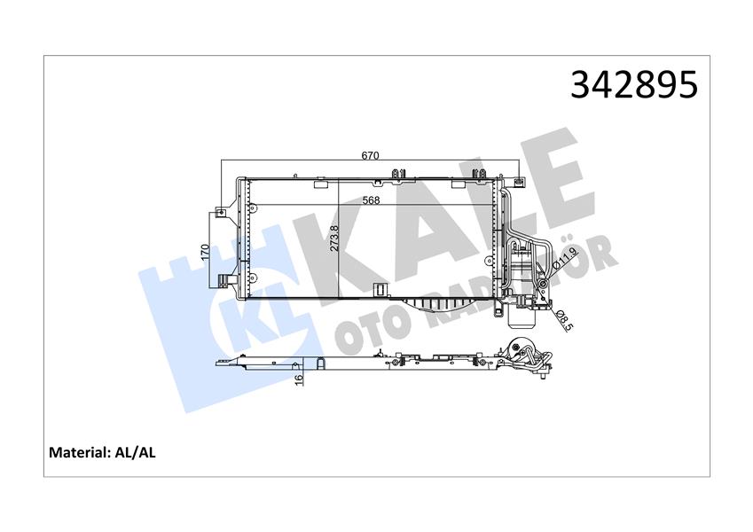 KALE OTO RADYATÖR 342895 İklimlendirme Sistemi Klima Radyatörü - OPEL TIGRA TwinTop (X04) uyumlu