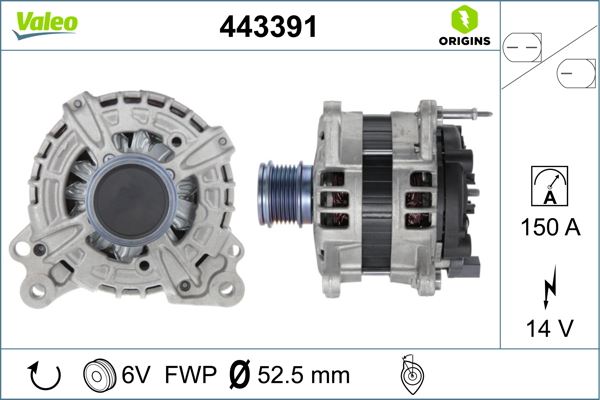 VALEO 443391 Elektrik Sistemi Alternatör - SEAT LEON ST (5F8) uyumlu