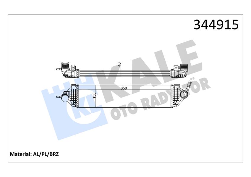 KALE OTO RADYATÖR 344915 Motor Turbo Radyatörü - FORD C-MAX II (DXA/CB7, DXA/CEU) uyumlu