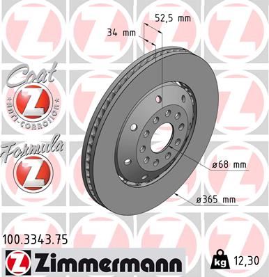 ZIMMERMANN 100.3343.75 Fren Sistemleri Fren Diski - AUDI A6 C5 (4B2, 4B4) uyumlu