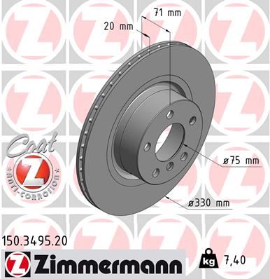 ZIMMERMANN 150.3495.20 Fren Sistemleri Fren Diski - BMW X3 (F25) uyumlu