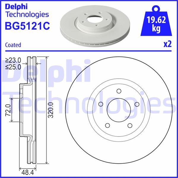 DELPHI BG5121C Fren Sistemleri Fren Diski - MAZDA 3 (BK) uyumlu